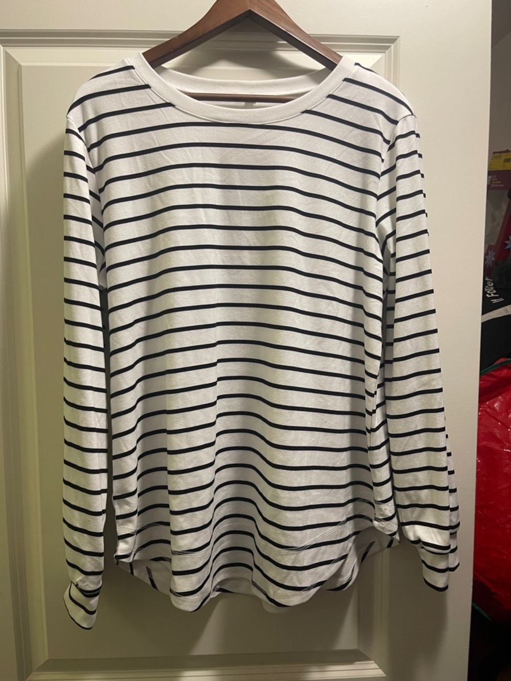 Striped Long Sleeve Tee - White with Black Stripes